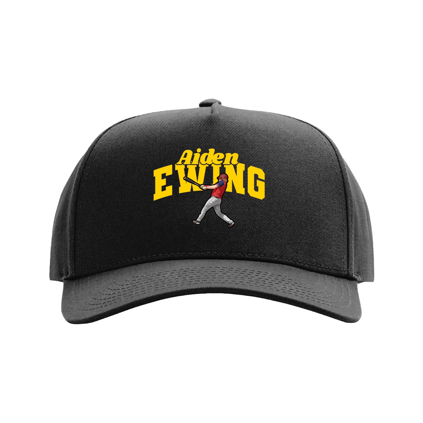 Full Fabric Five-Panel Champ Cap — Signature Arch in Black