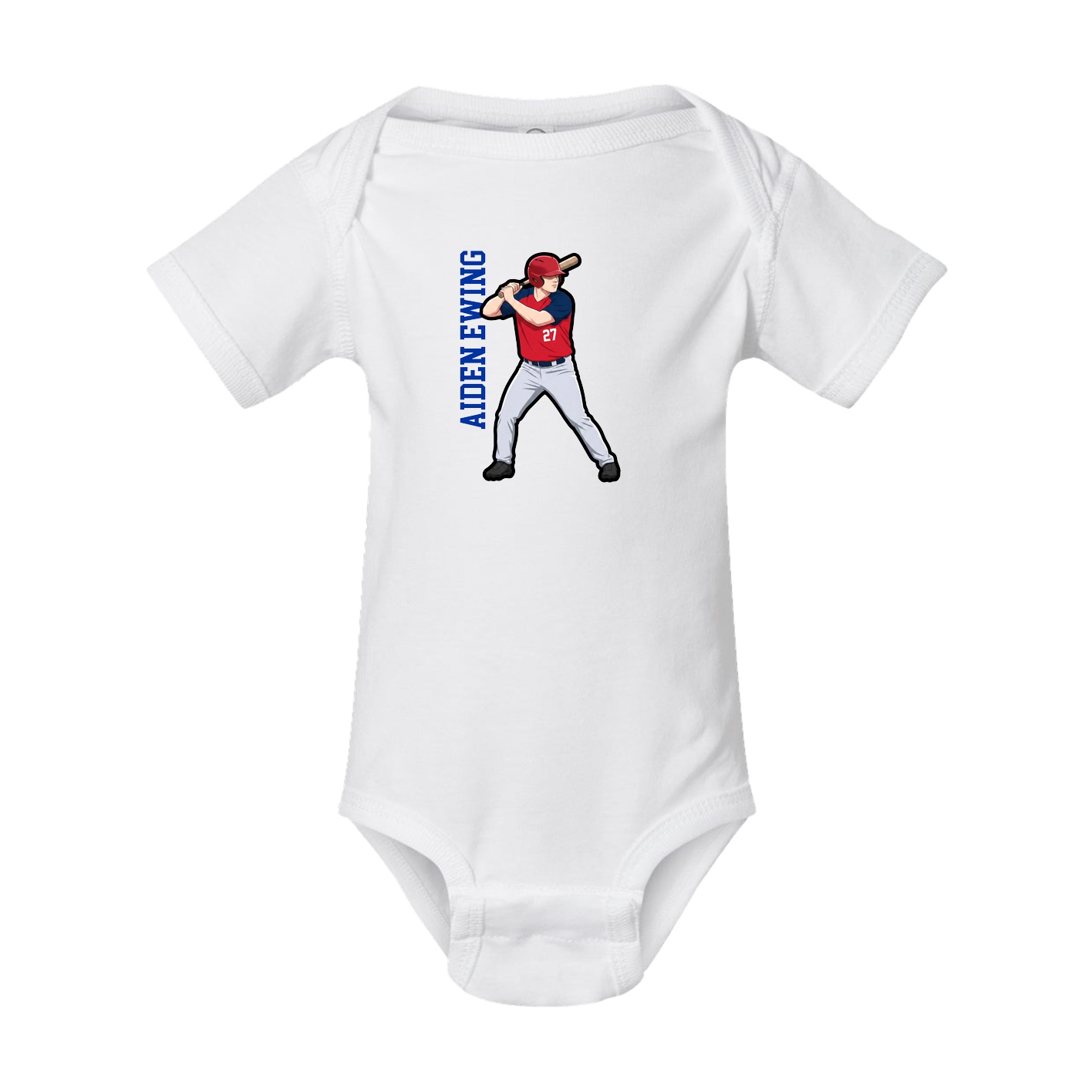 Baby Onesie — Name Vertical in White