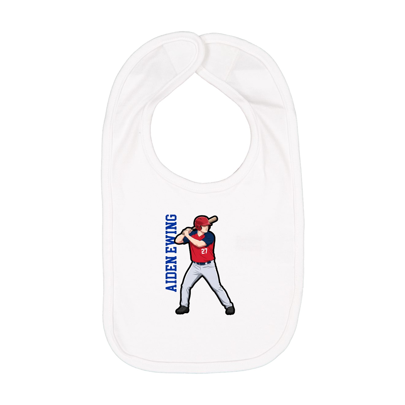 Infant Bib — Name Vertical in White