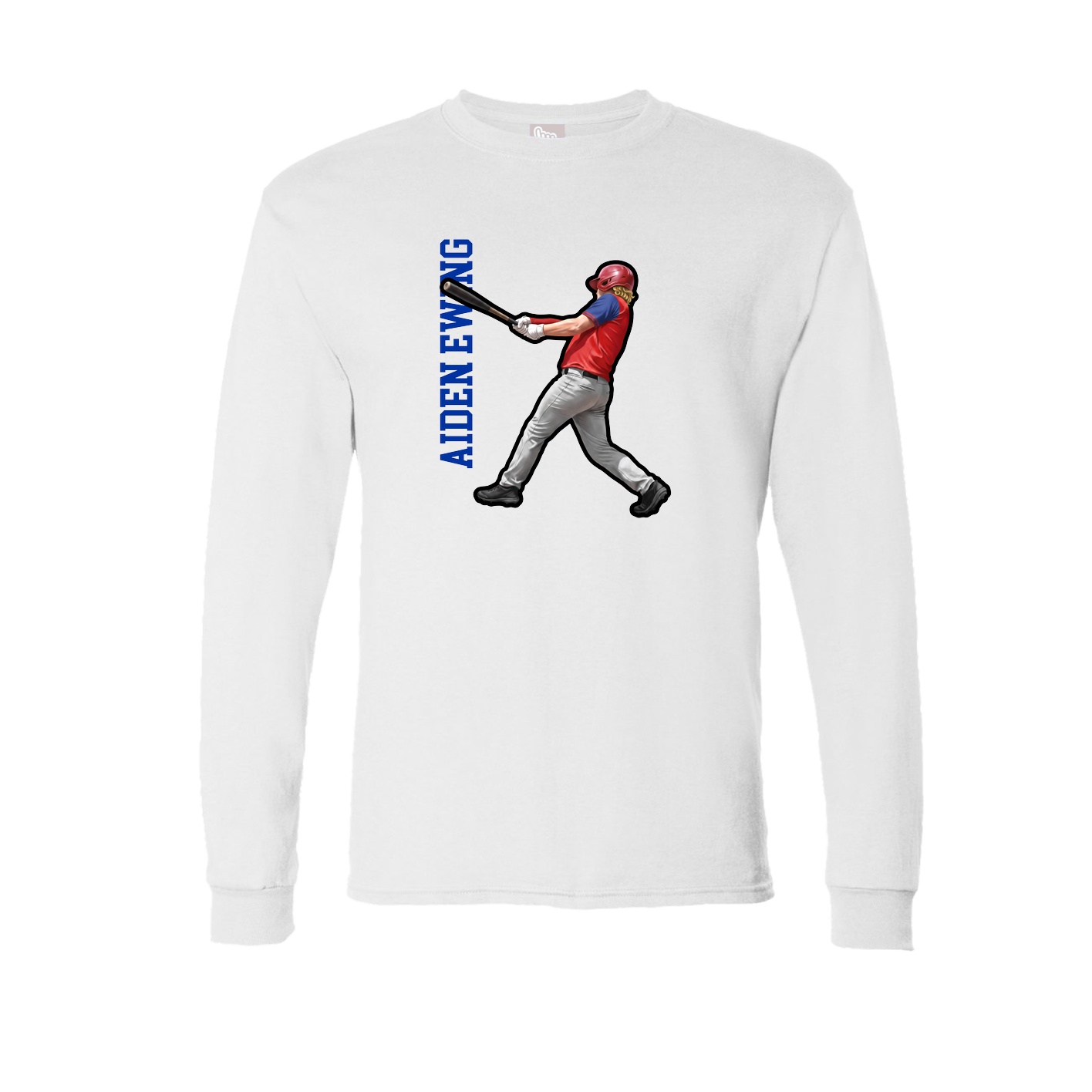 Long Sleeve Tee — Name Vertical in White