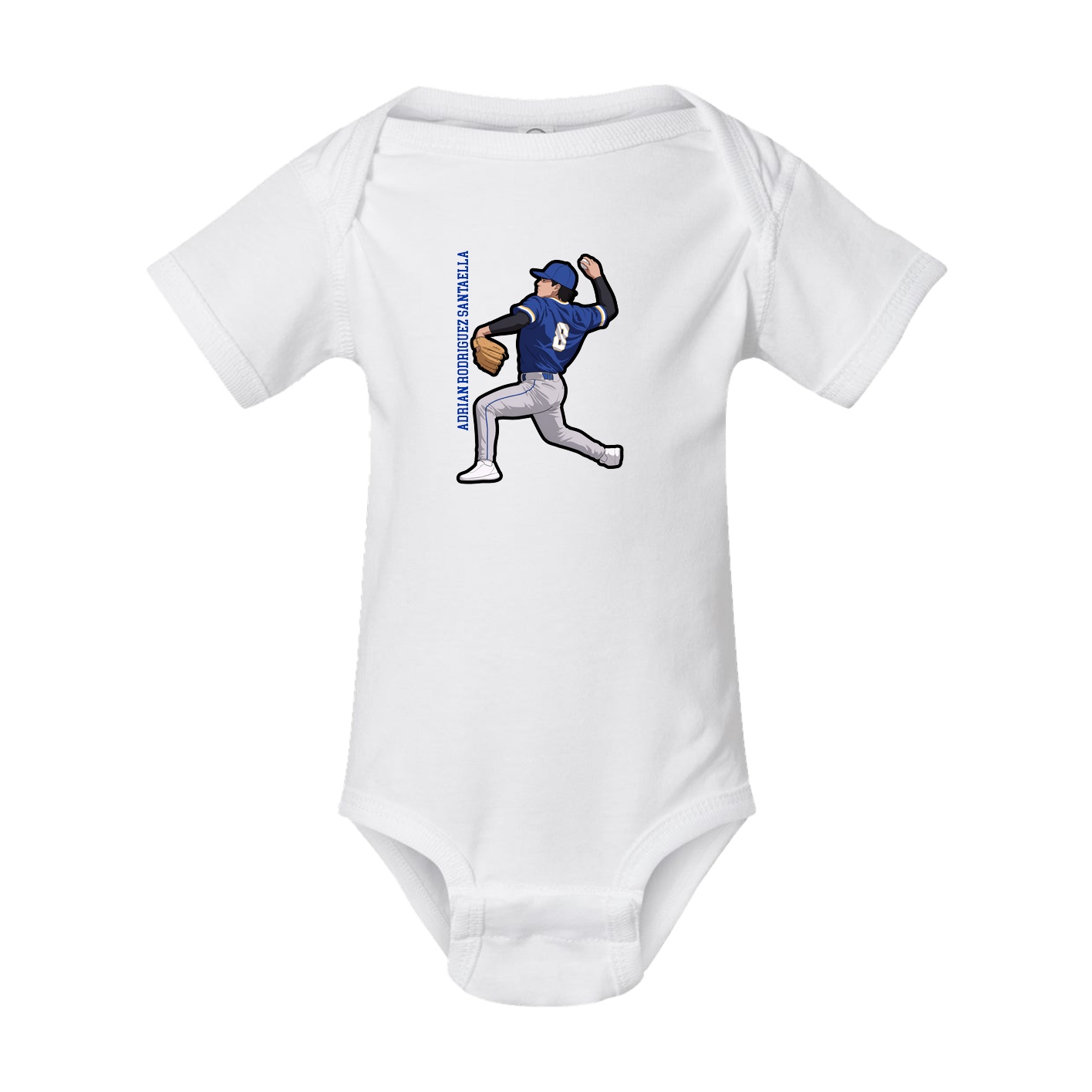 Baby Onesie — Name Vertical in White