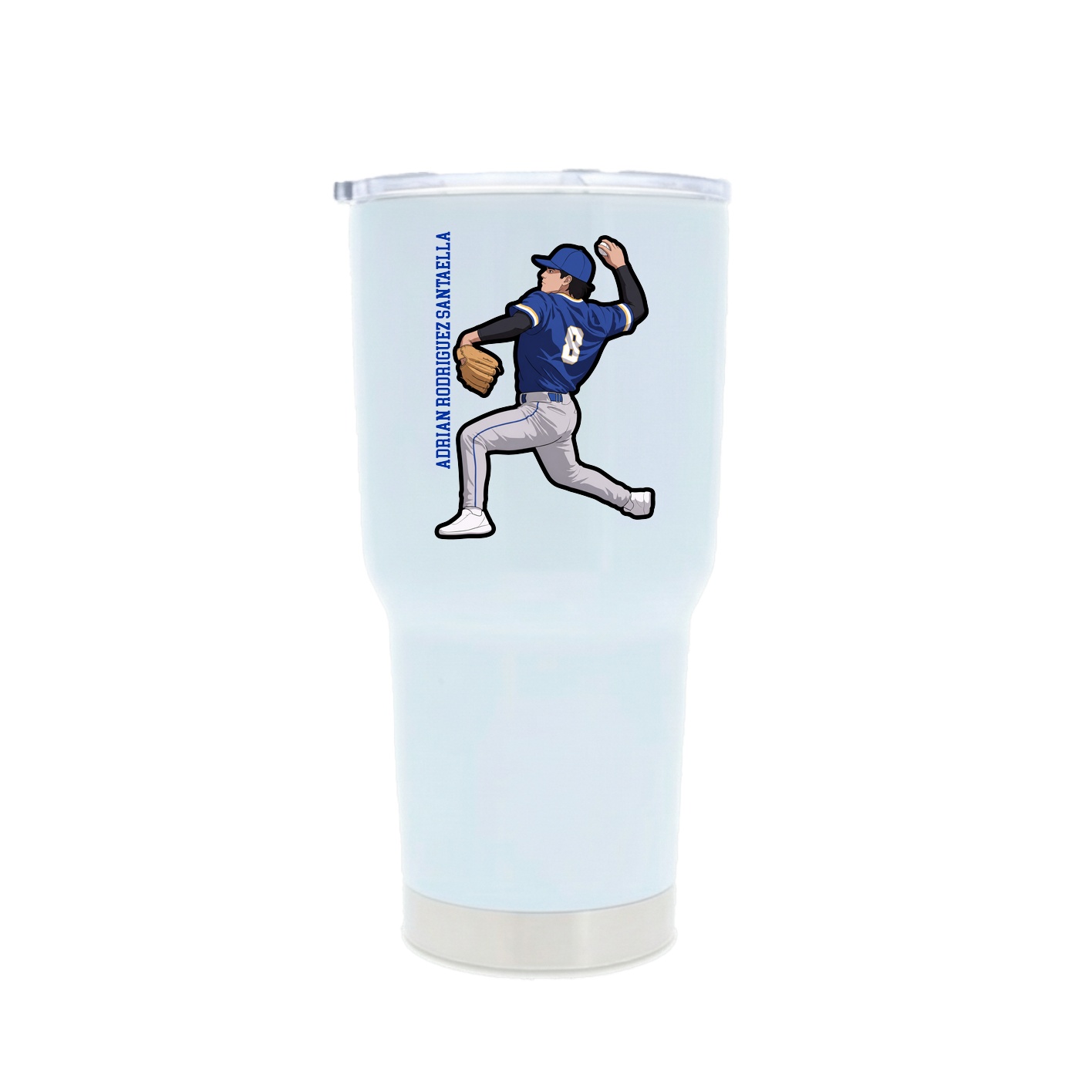 30oz Stainless Steel Tumbler — Name Vertical in White