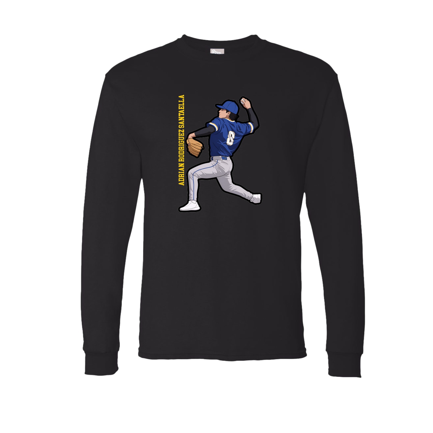 Long Sleeve Tee — Name Vertical in Black