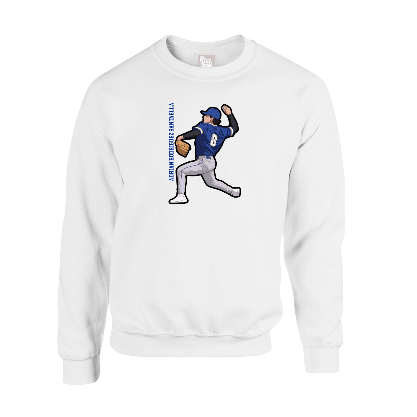 Fleece Crew — Name Vertical in White