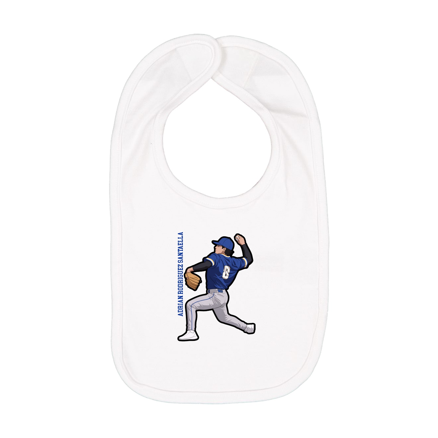Infant Bib — Name Vertical in White