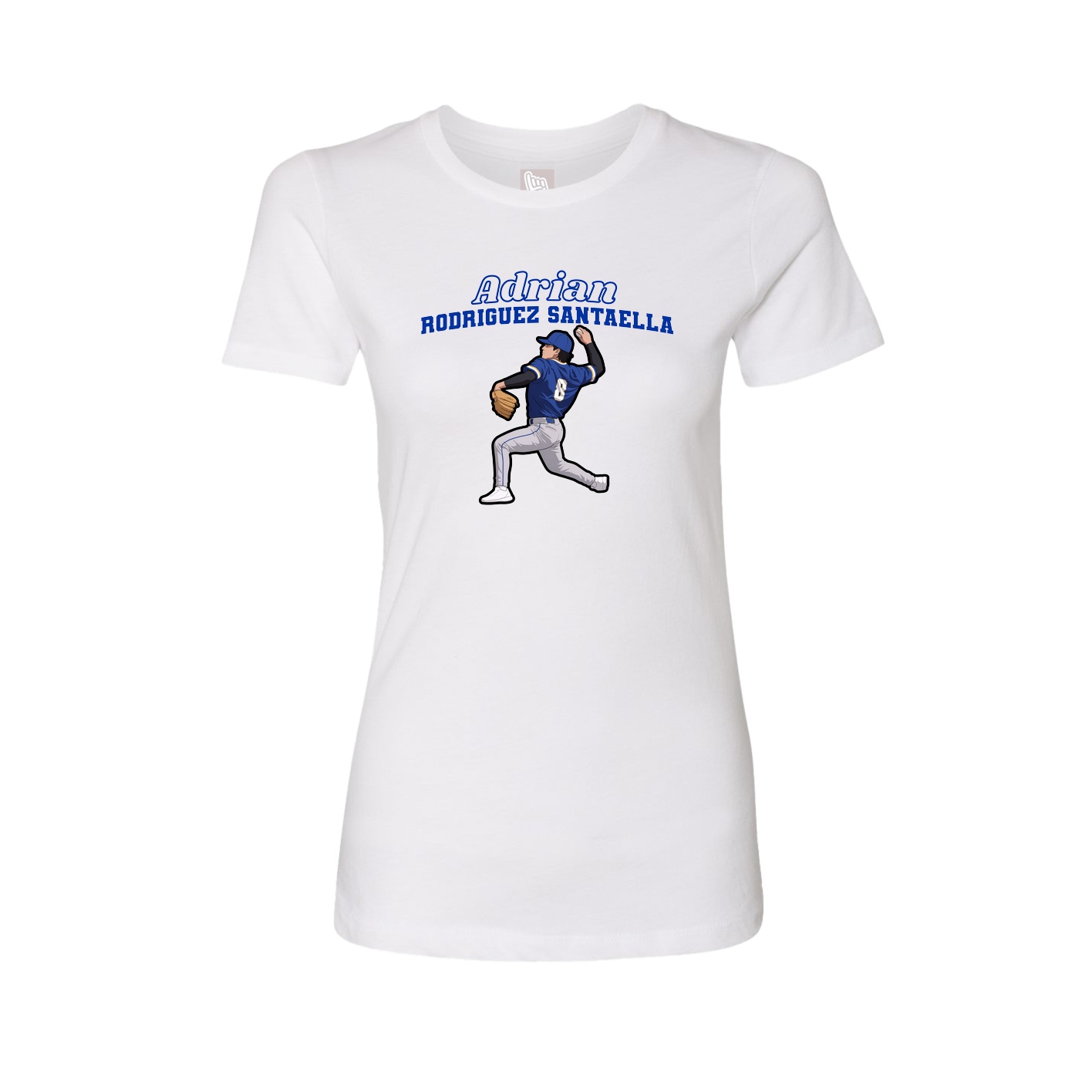 Fitted Women's Tee — Name Arch in White