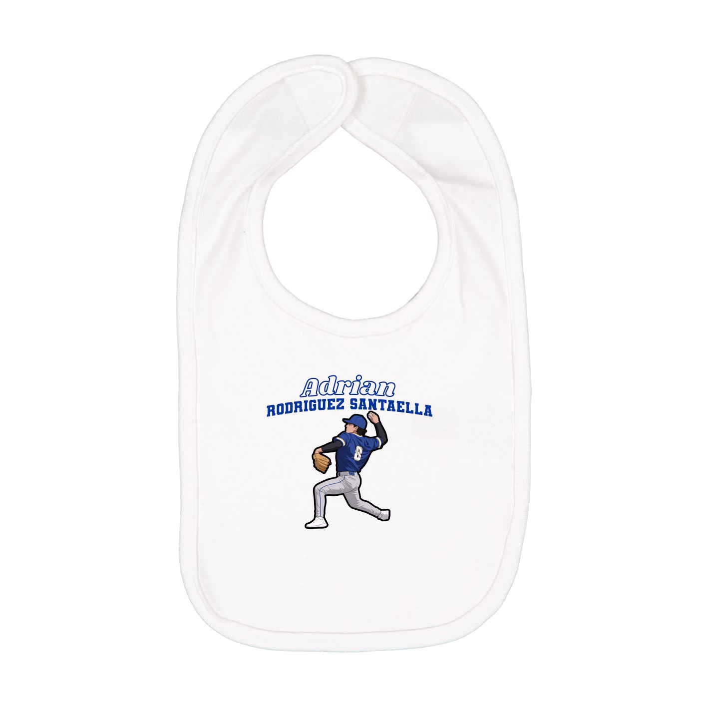 Infant Bib — Name Arch in White