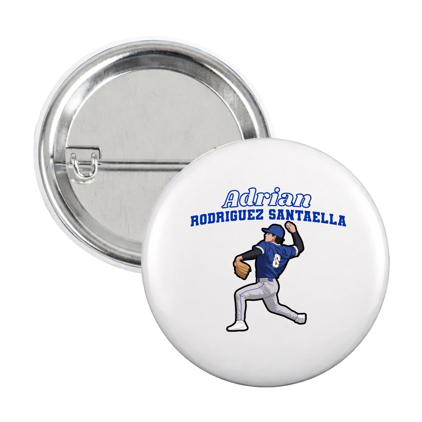 Game Day Button — Name Arch in White