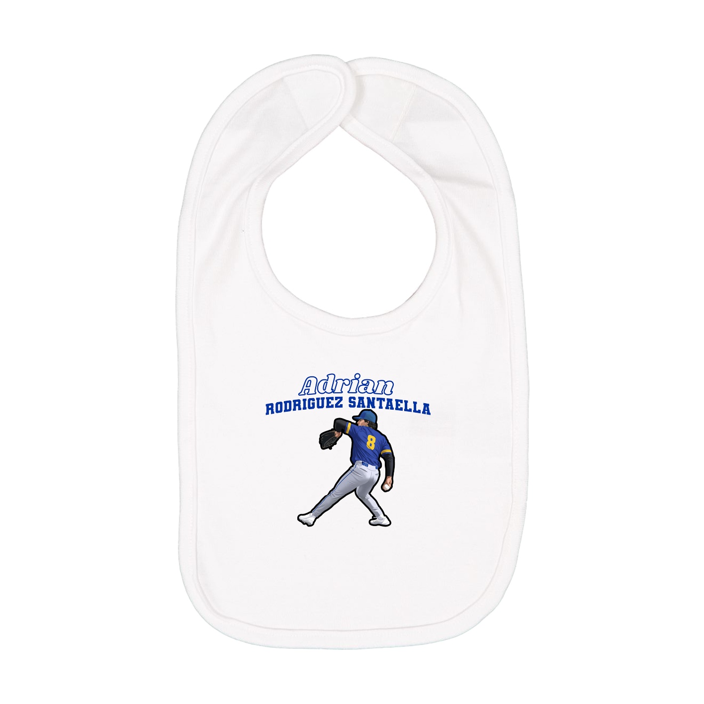 Infant Bib — Name Arch in White