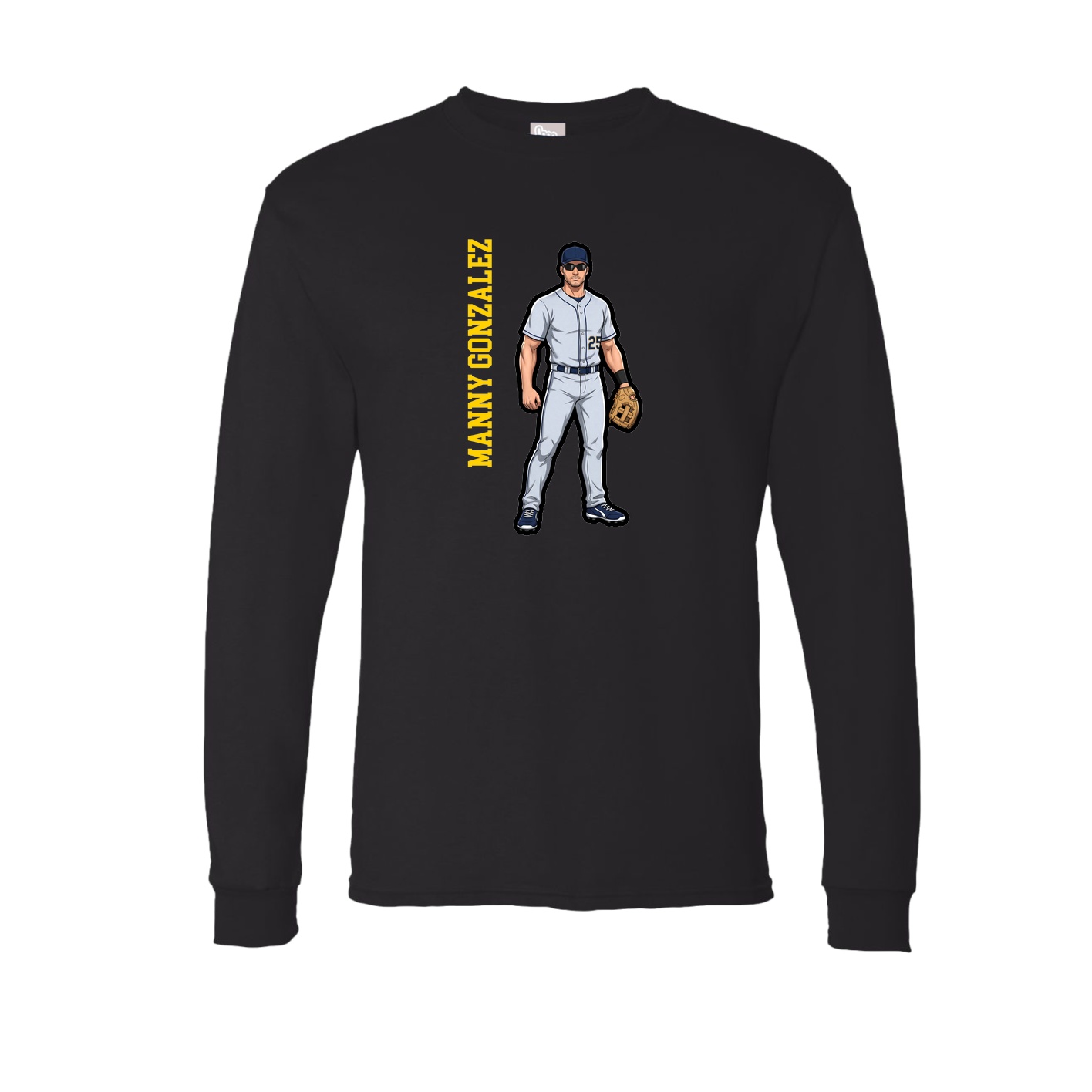 Long Sleeve Tee — Name Vertical in Black