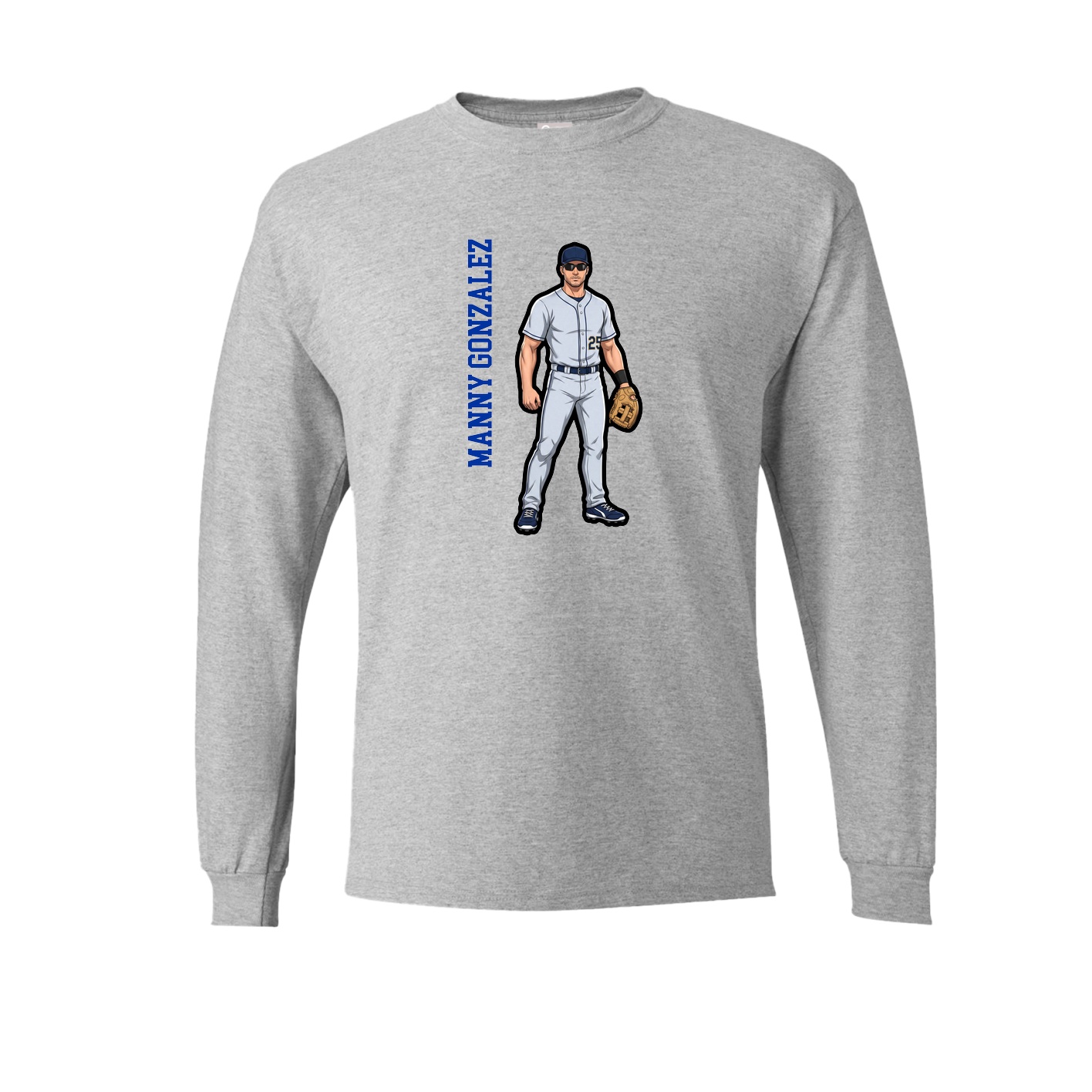 Long Sleeve Tee — Name Vertical in Grey