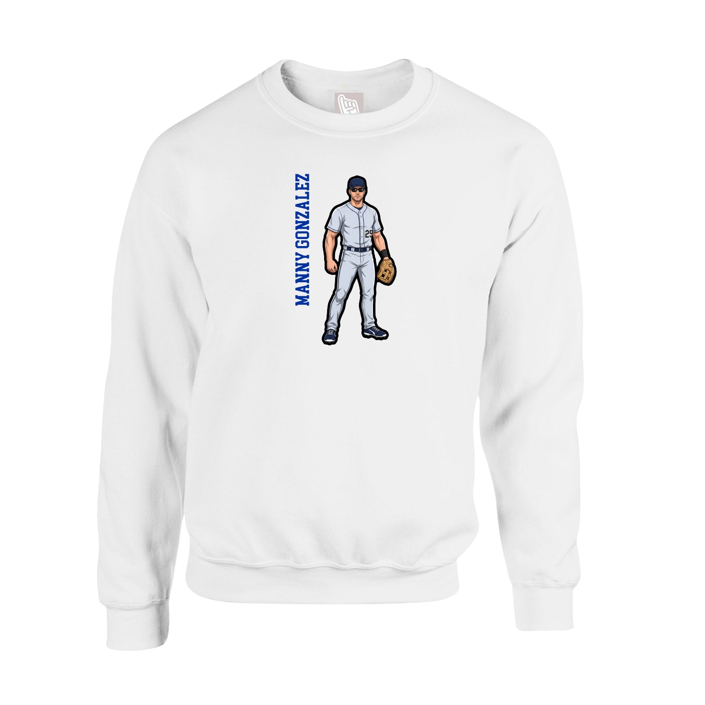 Fleece Crew — Name Vertical in White