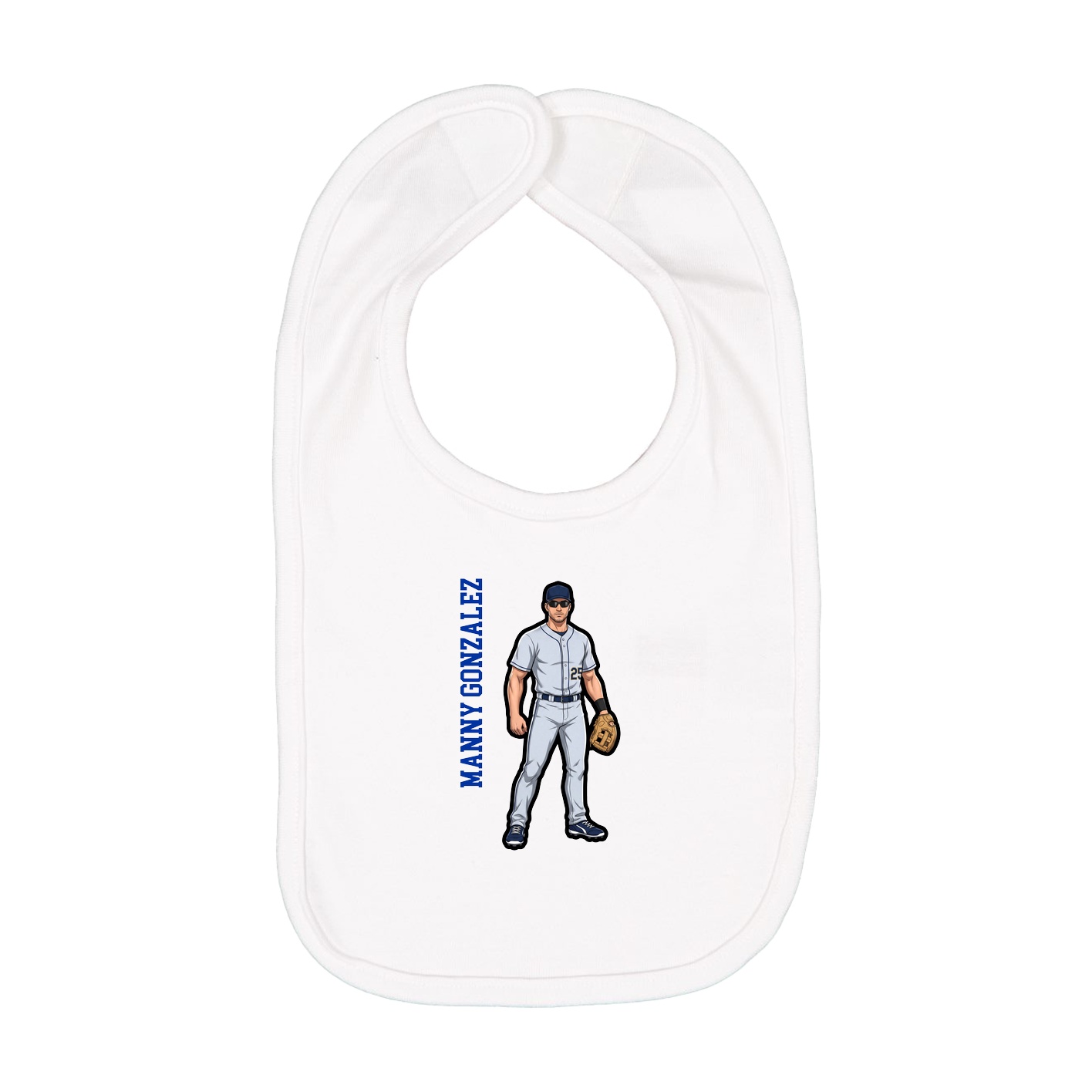 Infant Bib — Name Vertical in White