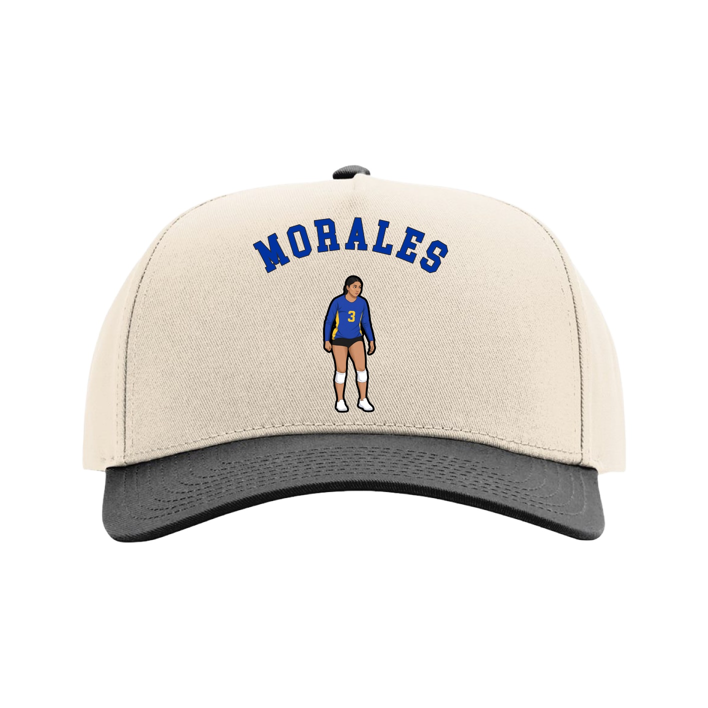 Full Fabric Five-Panel Champ Cap — Shirsey Arch in Cream/Black