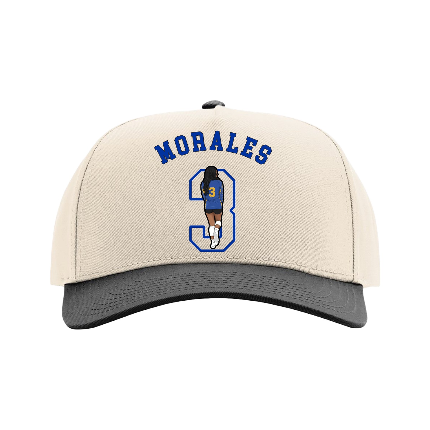 Full Fabric Five-Panel Champ Cap — Shirsey Arch in Cream/Black