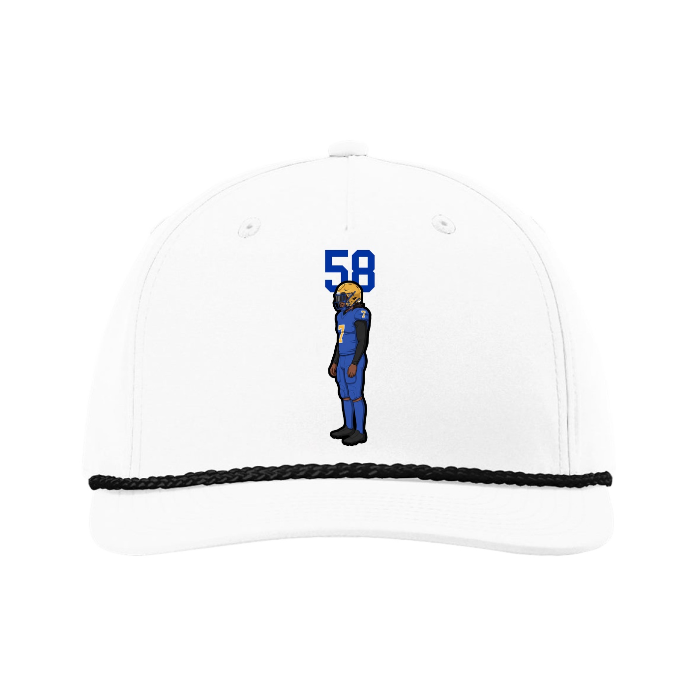 Five-Panel Classic Rope Cap — Number Top in White