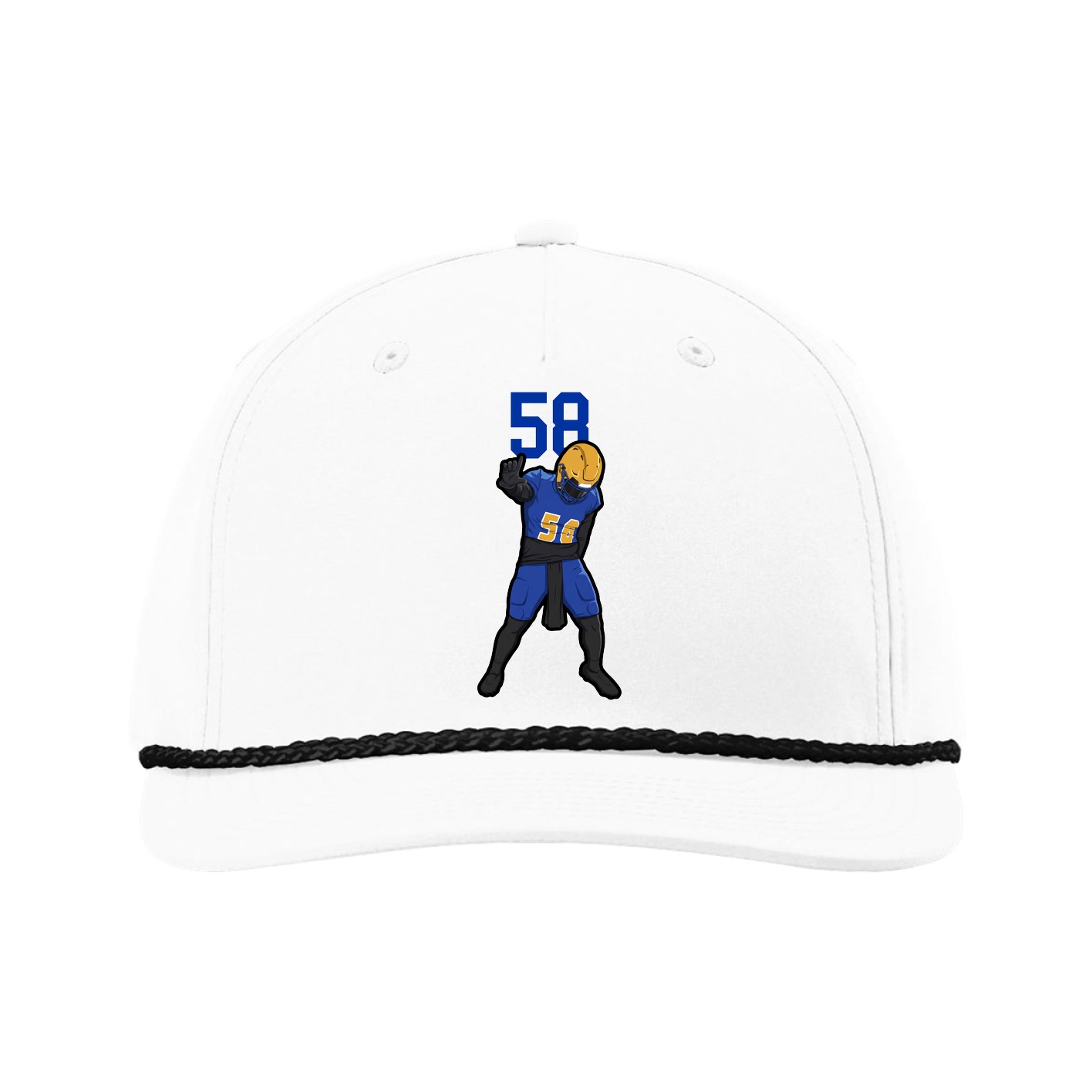 Five-Panel Classic Rope Cap — Number Top in White