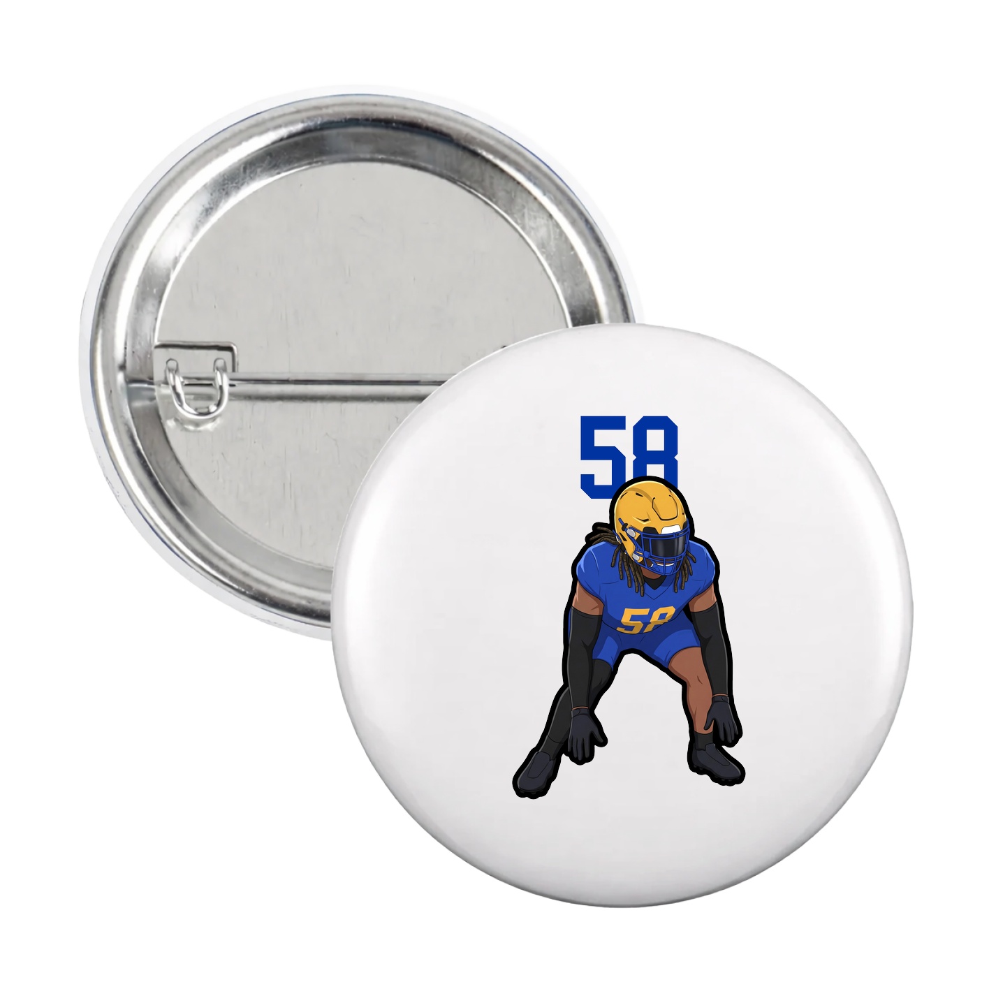 Game Day Button — Number Top in White