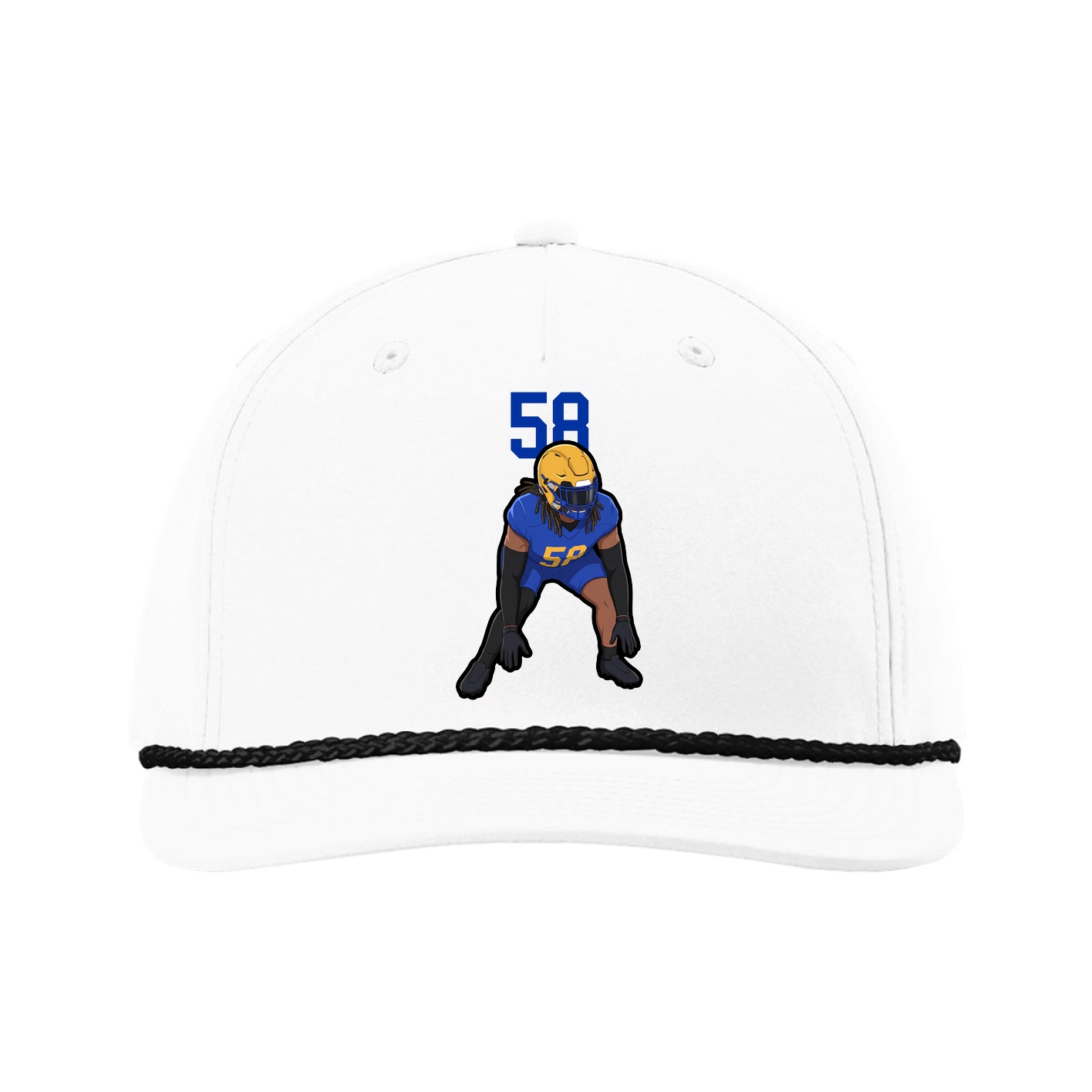 Five-Panel Classic Rope Cap — Number Top in White