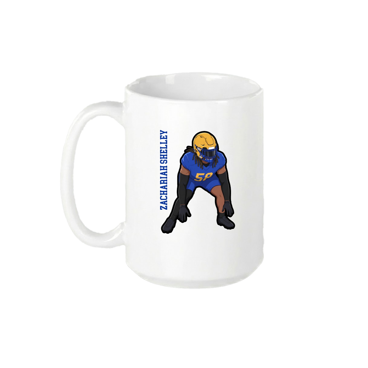 15oz Coffee Mug — Name Vertical in White