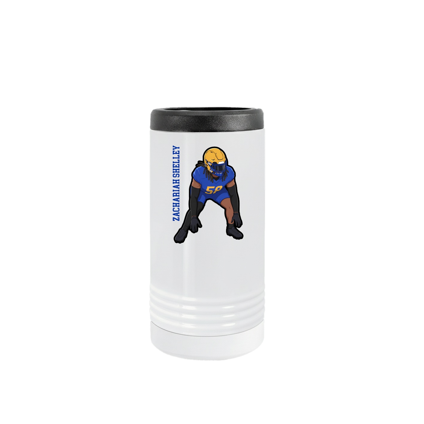 Slim Beverage Holder — Name Vertical in White