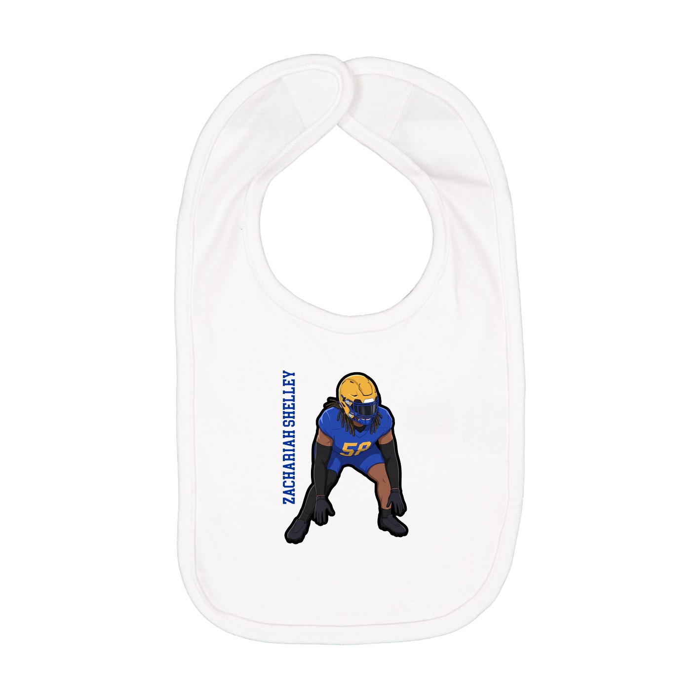 Infant Bib — Name Vertical in White