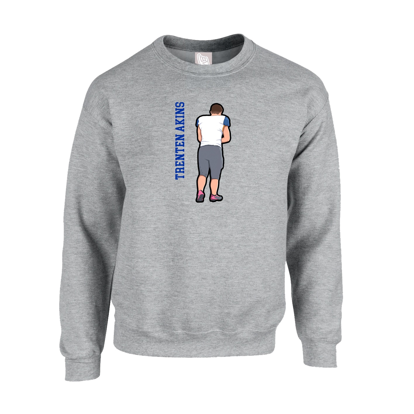 Fleece Crew — Name Vertical in Grey
