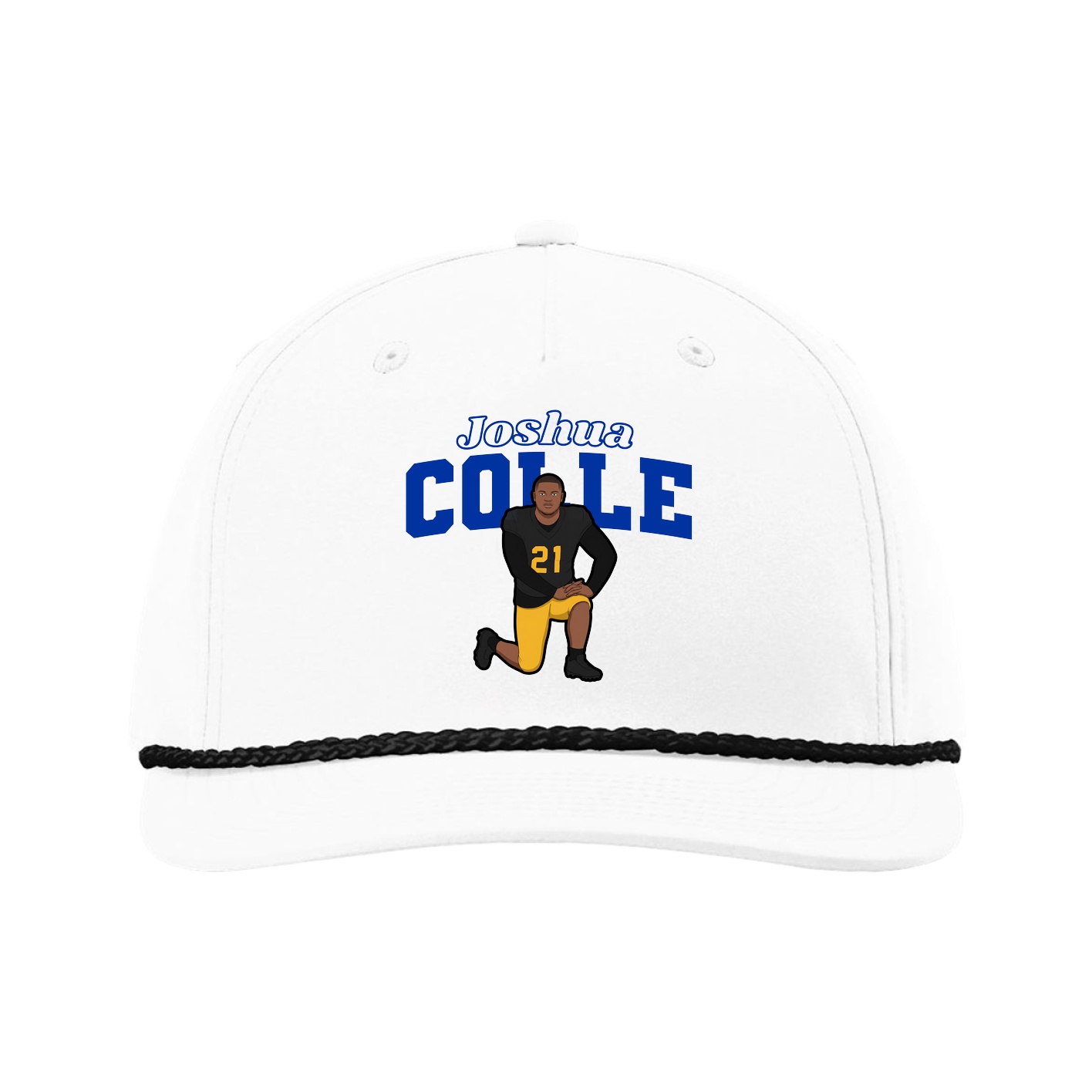 Five-Panel Classic Rope Cap — Name Arch in White