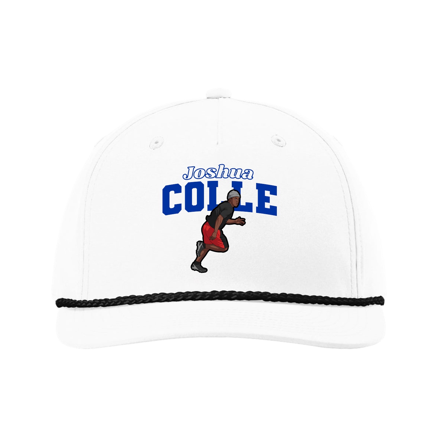Five-Panel Classic Rope Cap — Name Arch in White