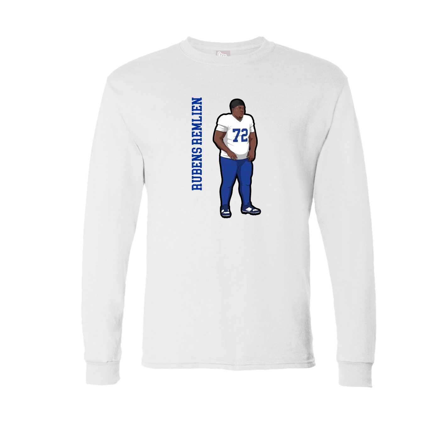 Long Sleeve Tee — Name Vertical in White