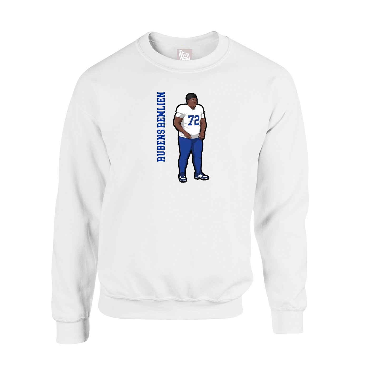 Fleece Crew — Name Vertical in White