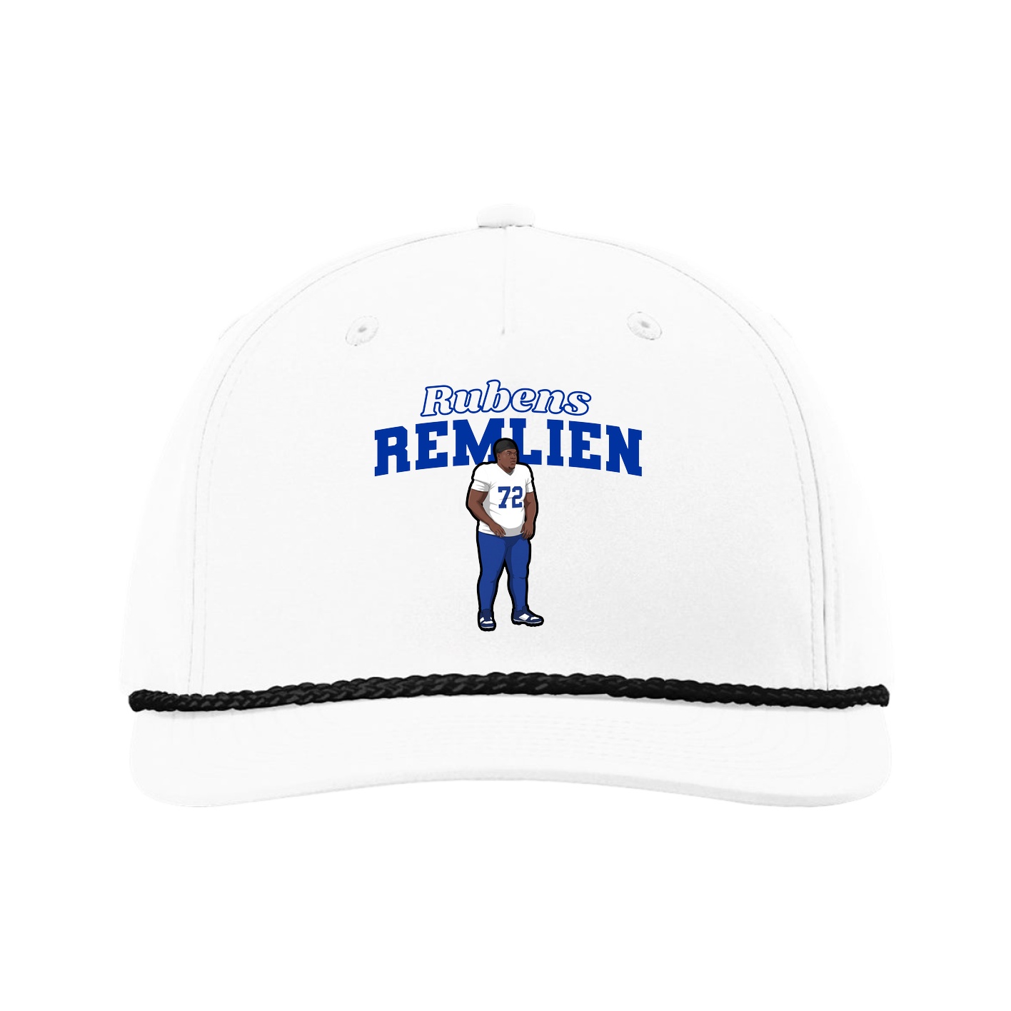 Five-Panel Classic Rope Cap — Name Arch in White