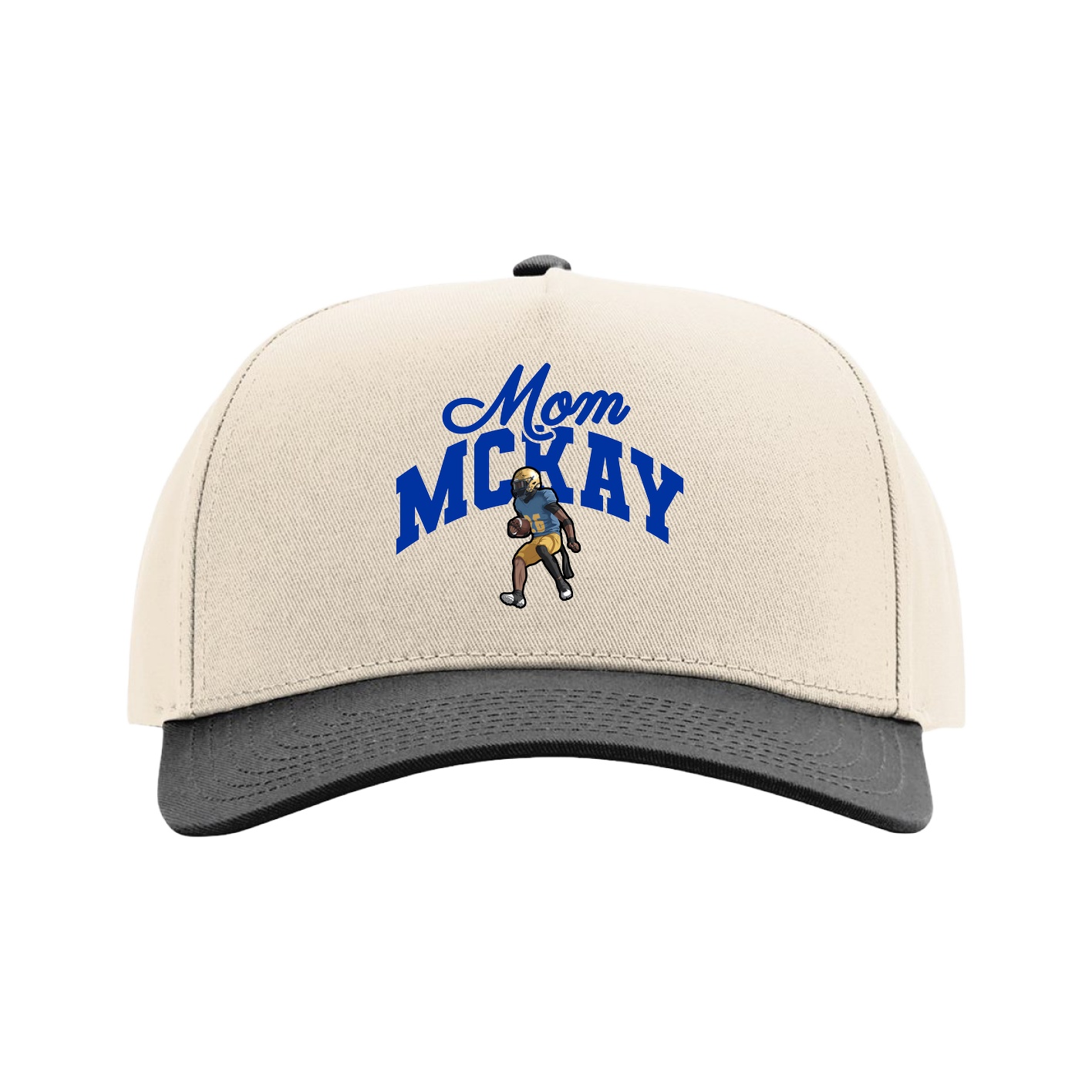 Full Fabric Five-Panel Champ Cap — Mothers Day Arch in Cream/Black