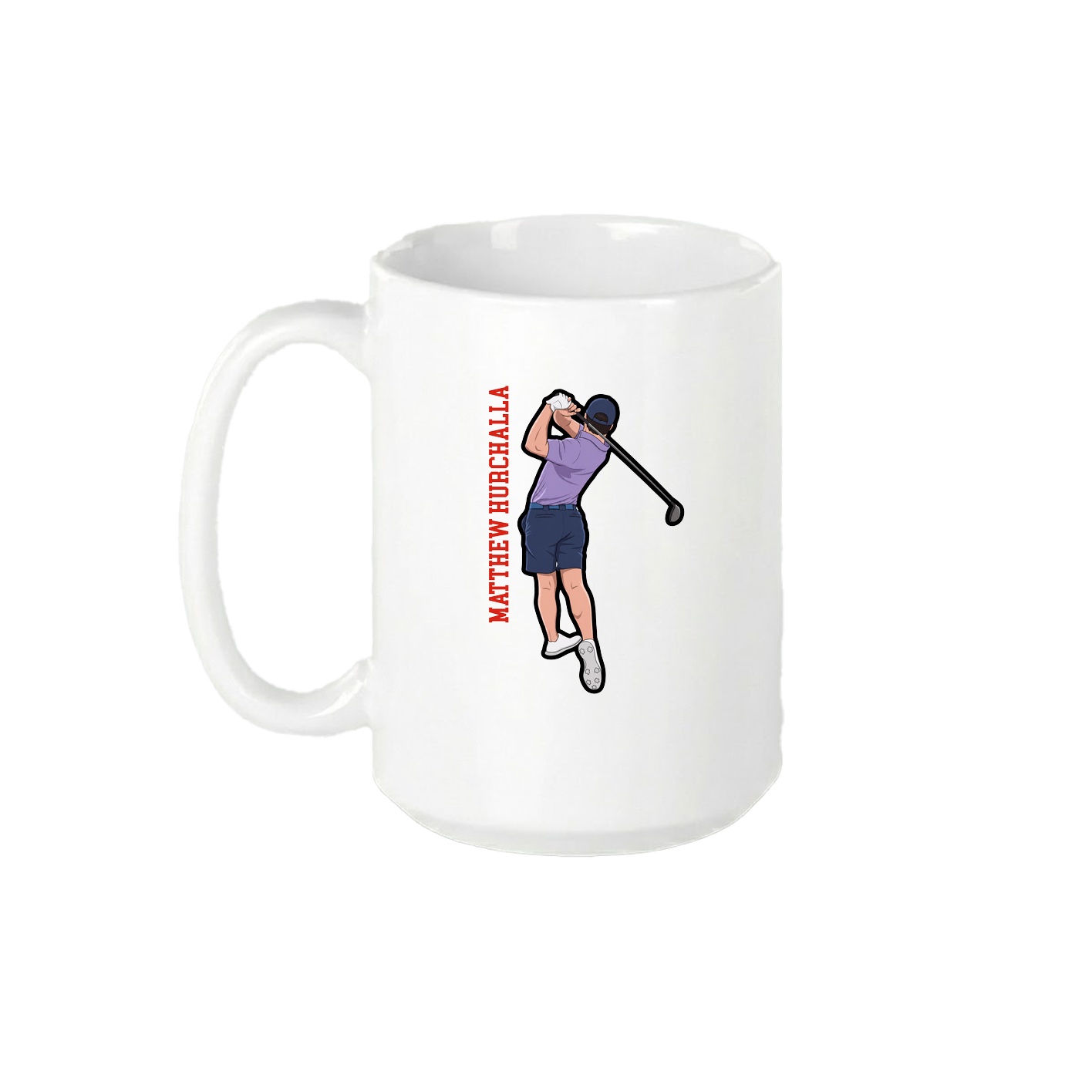 15oz Coffee Mug — Name Vertical in White