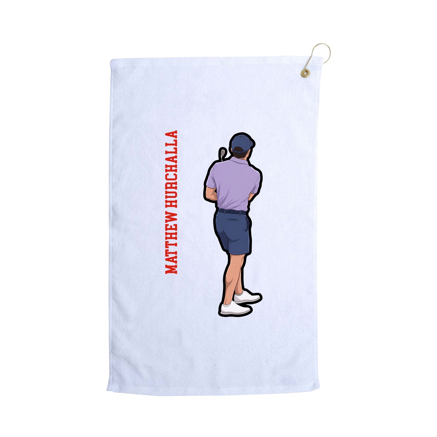 Golf Towel — Name Vertical in White