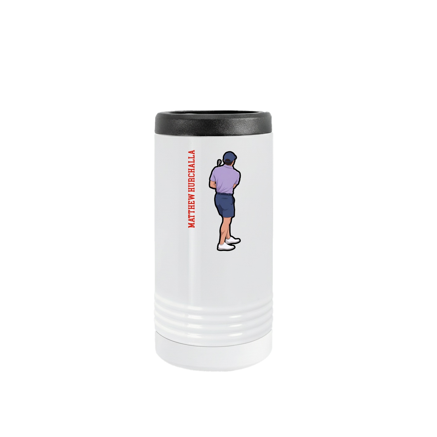 Slim Beverage Holder — Name Vertical in White