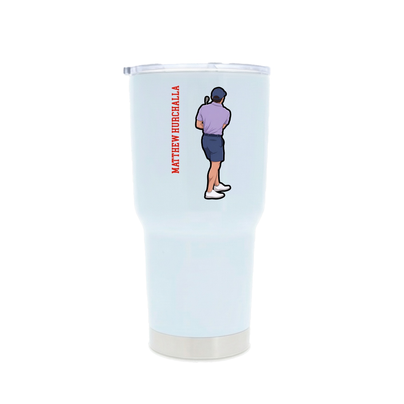 30oz Stainless Steel Tumbler — Name Vertical in White