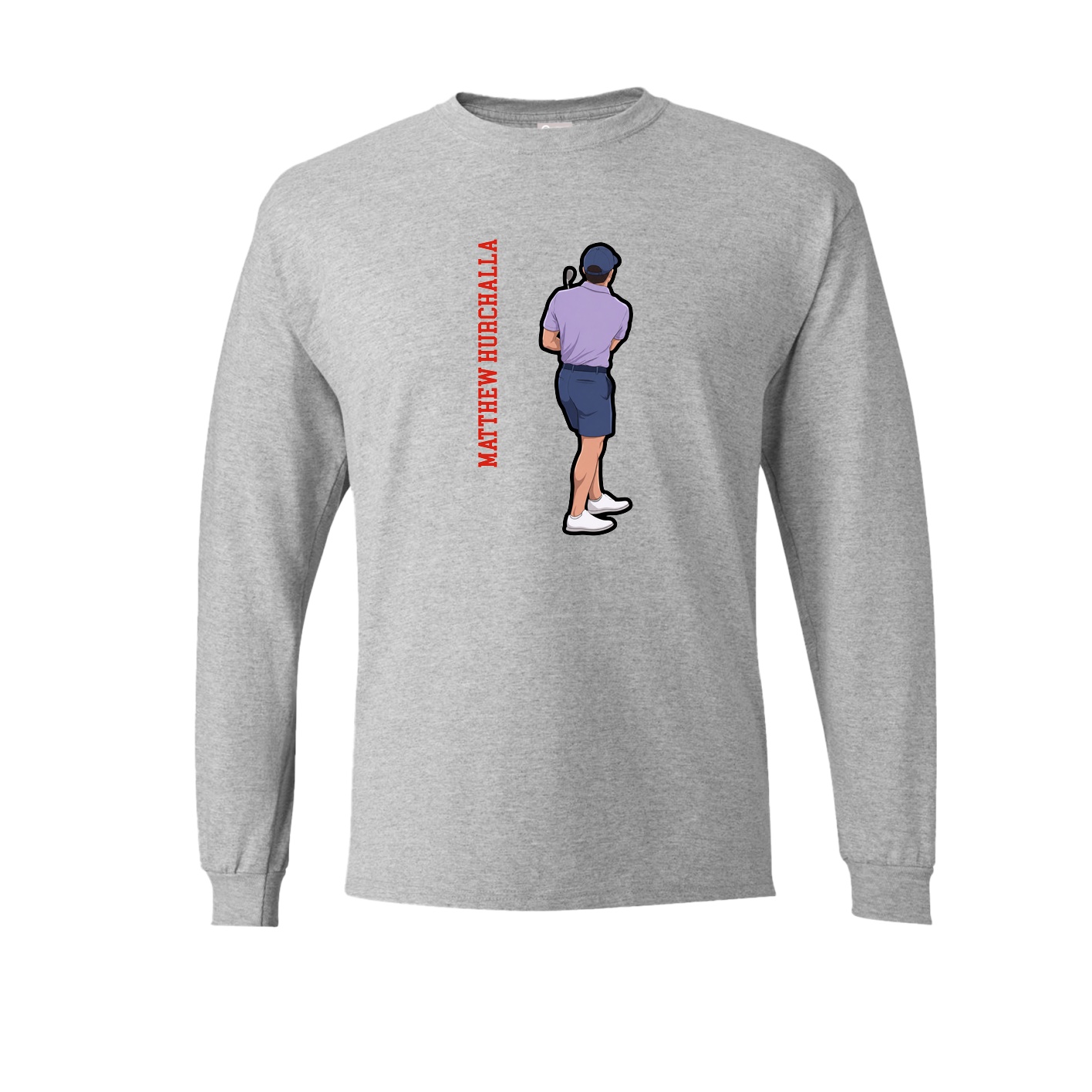 Long Sleeve Tee — Name Vertical in Grey