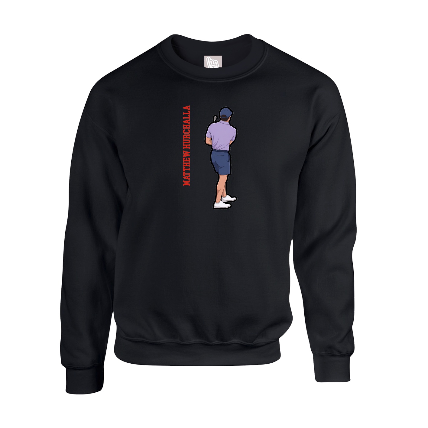 Fleece Crew — Name Vertical in Black