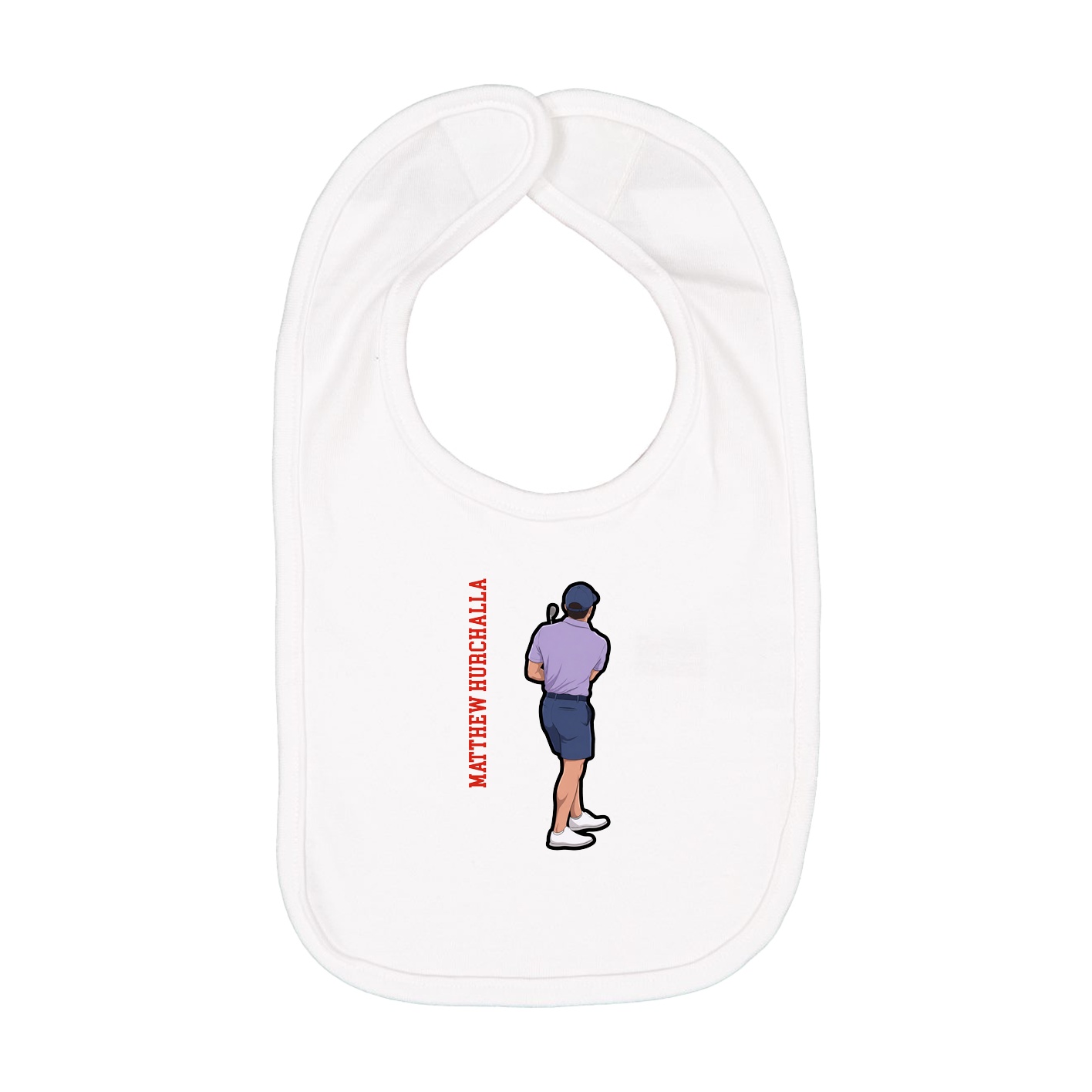 Infant Bib — Name Vertical in White