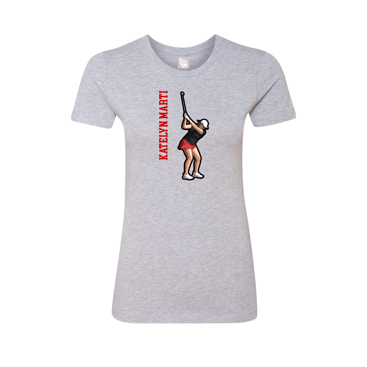 Fitted Women's Tee — Name Vertical in Grey