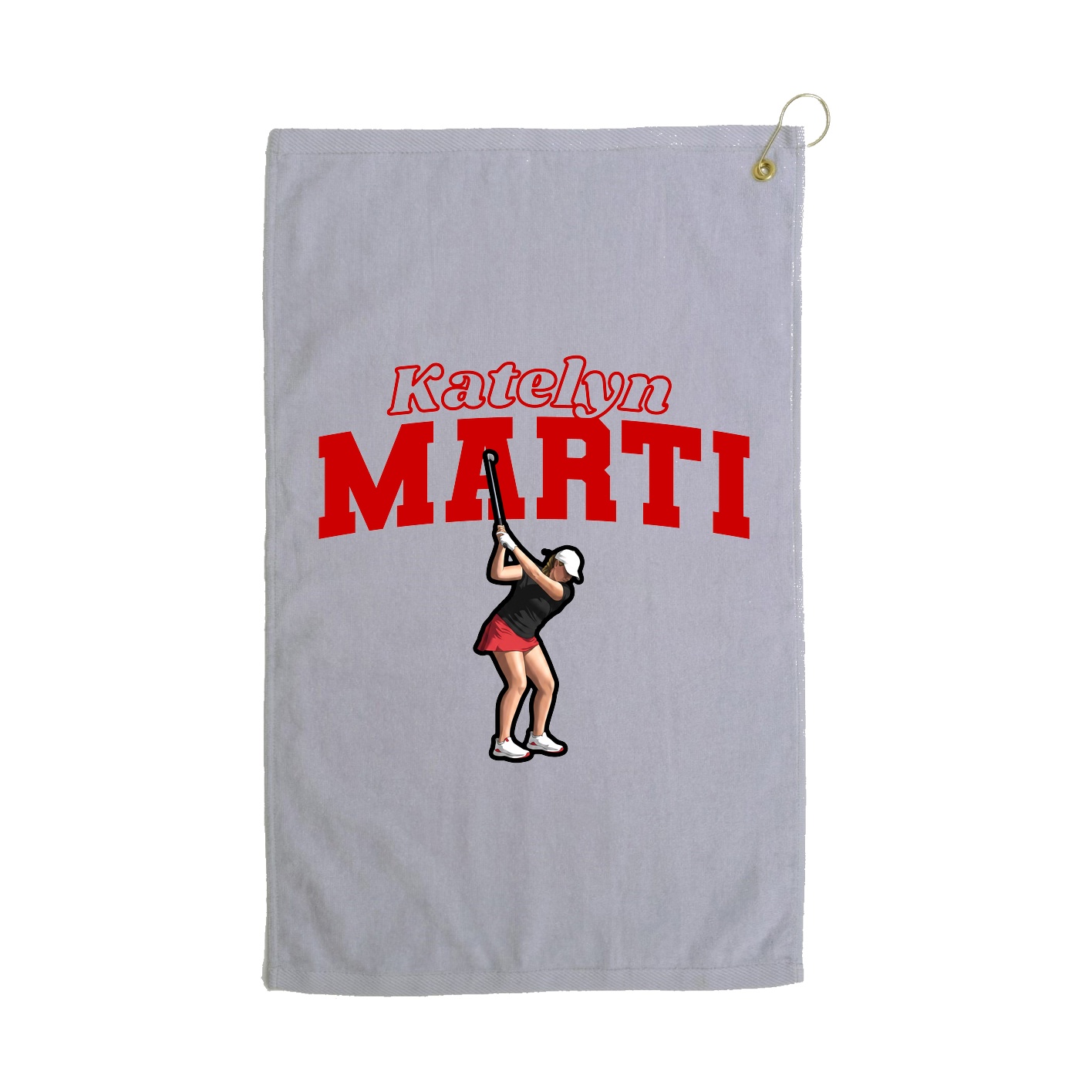 Golf Towel — Name Arch in Grey