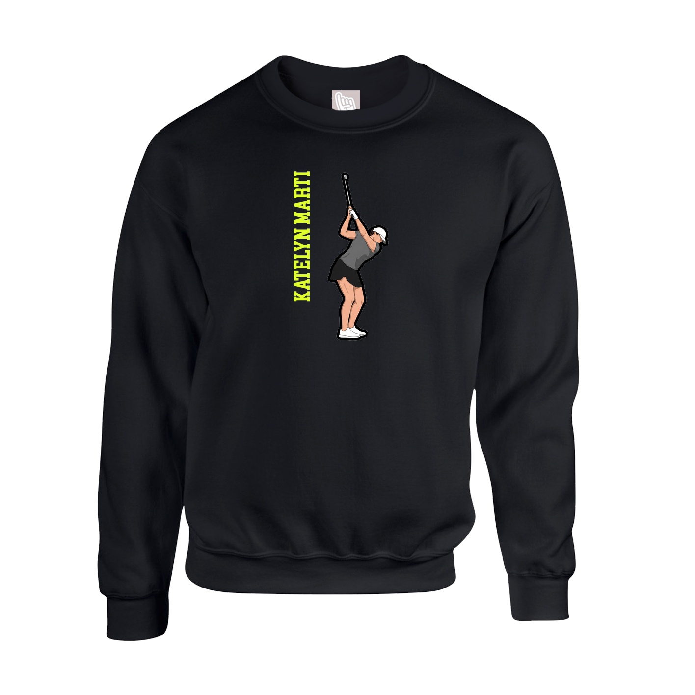 Fleece Crew — Name Vertical in Black
