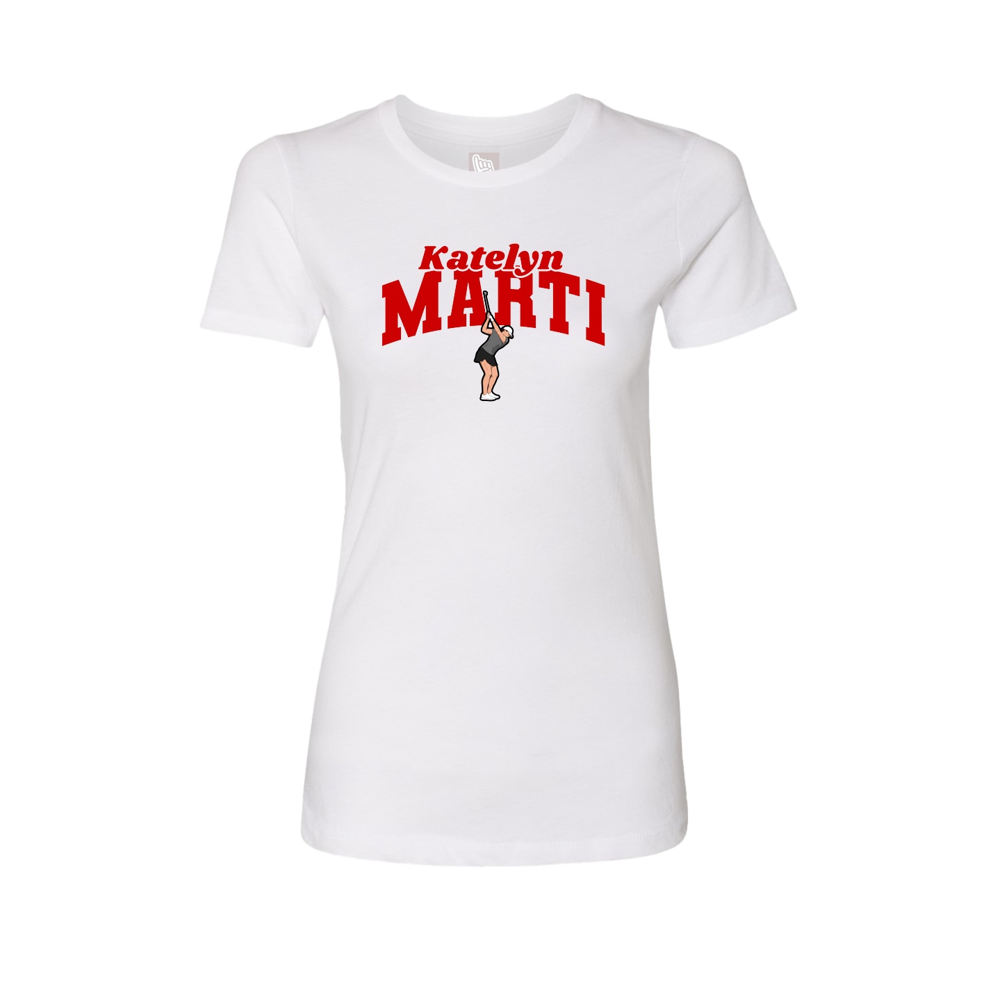 Fitted Women's Tee — Signature Arch in White