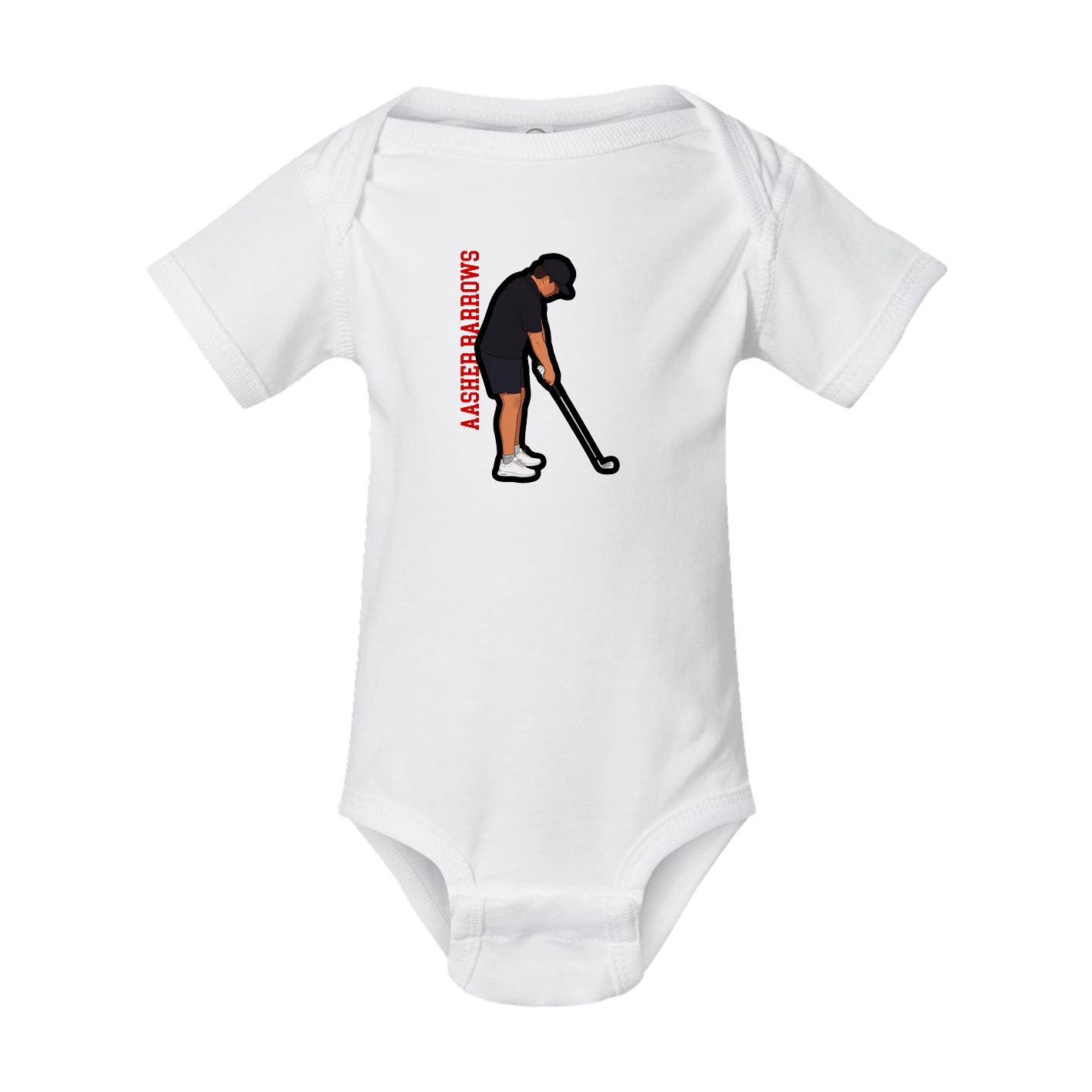 Baby Onesie — Name Vertical in White