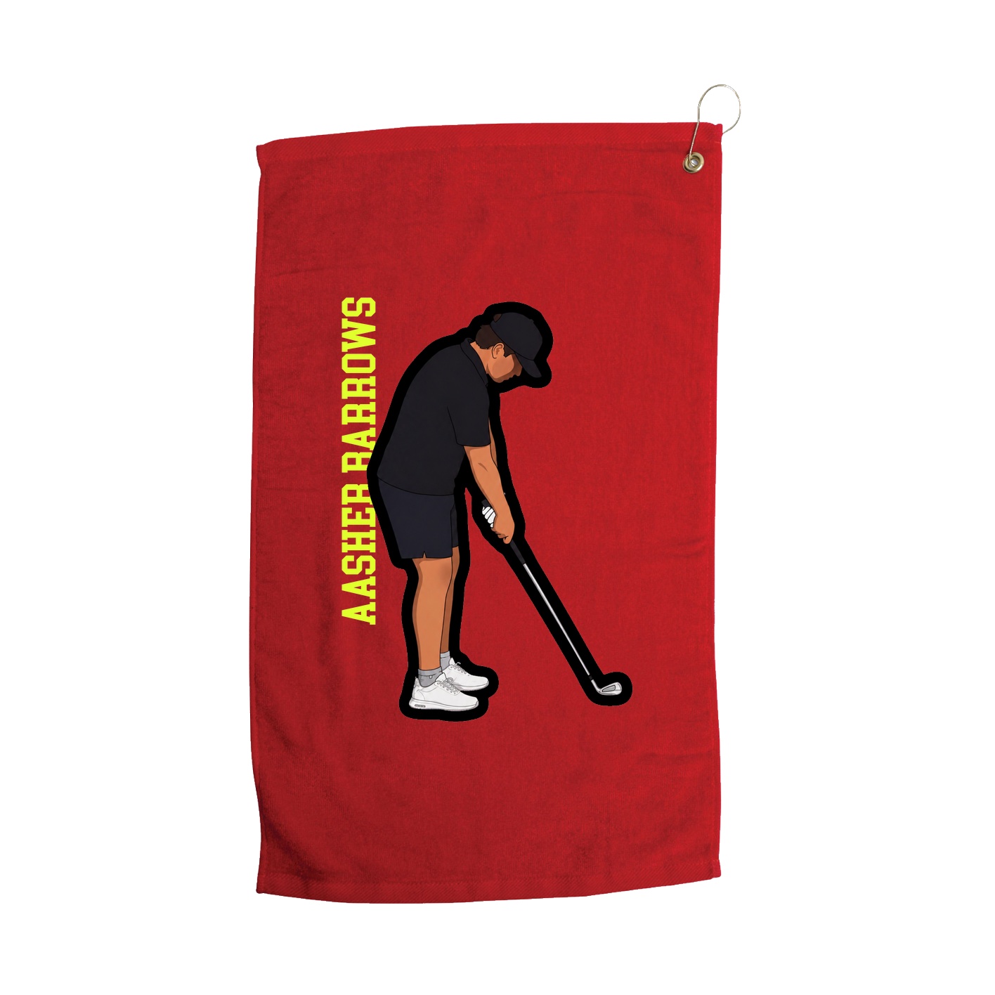 Golf Towel — Name Vertical in Red