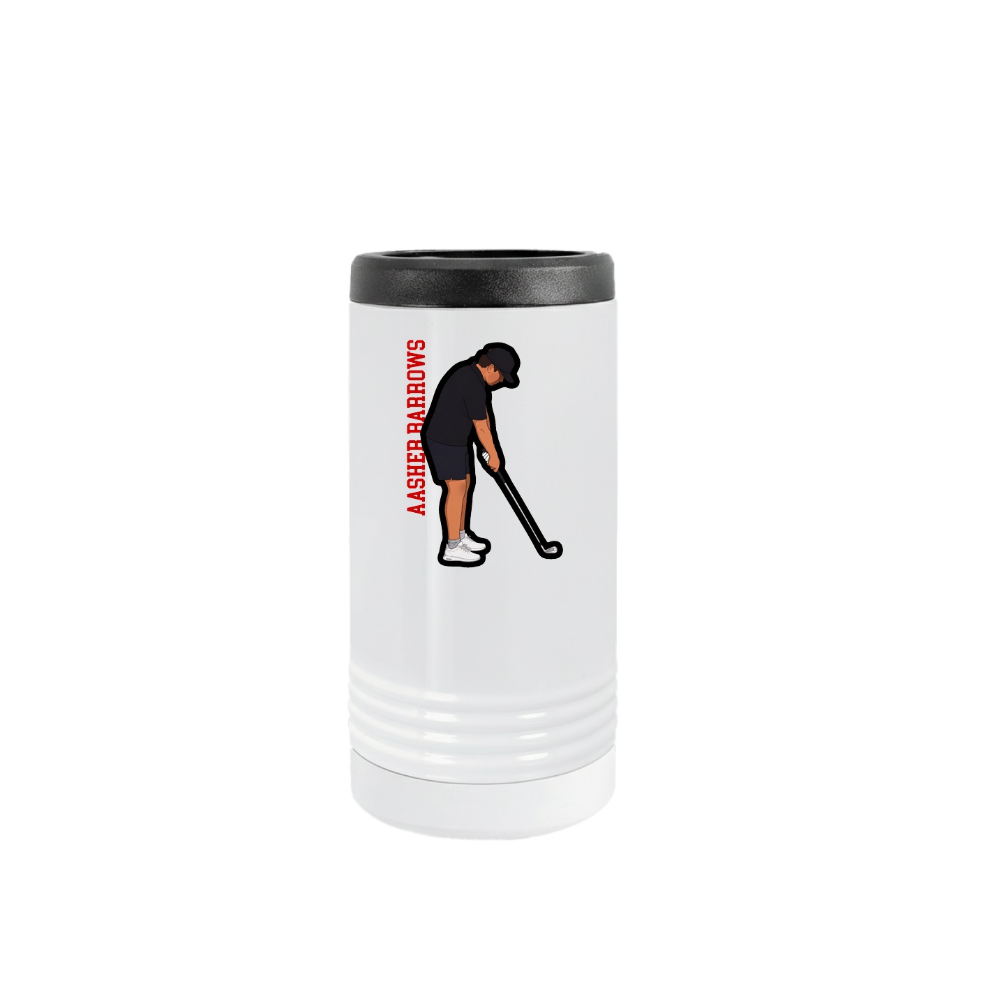 Slim Beverage Holder — Name Vertical in White