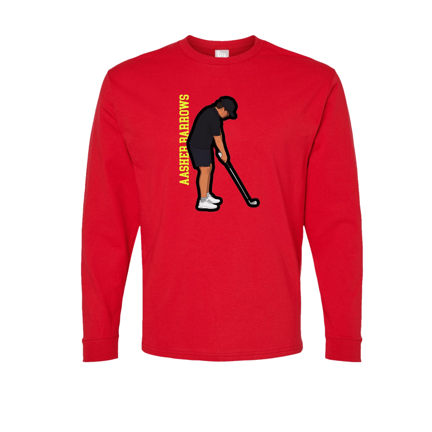 Long Sleeve Tee — Name Vertical in Red