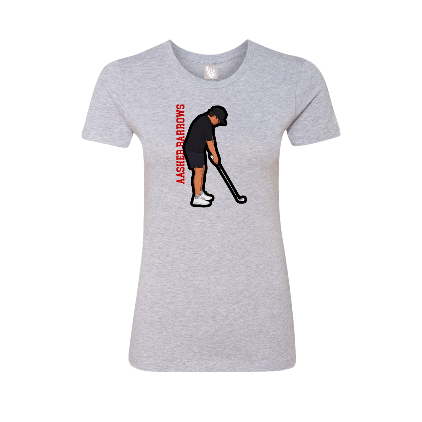 Fitted Women's Tee — Name Vertical in Grey