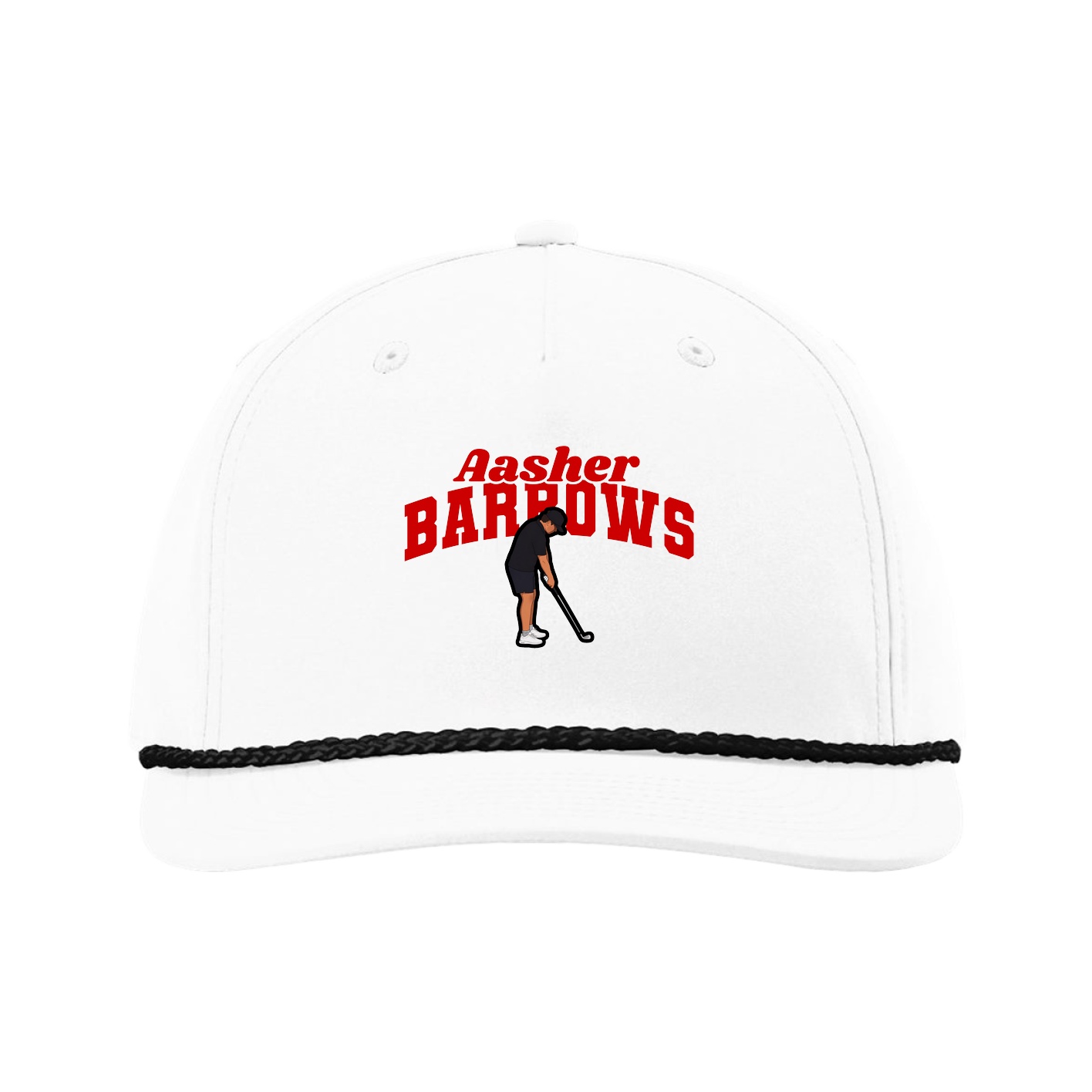 Five-Panel Classic Rope Cap — Signature Arch in White